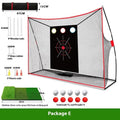 Golf swing wedge training net with 3-hole target, practice mat, balls, and accessories