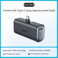 Compact capsule power bank in multiple colours showing USB-C port and foldable connector