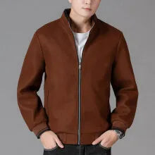 Men's gray polyester fleece autumn coat with long sleeves and side pockets in a sports style.