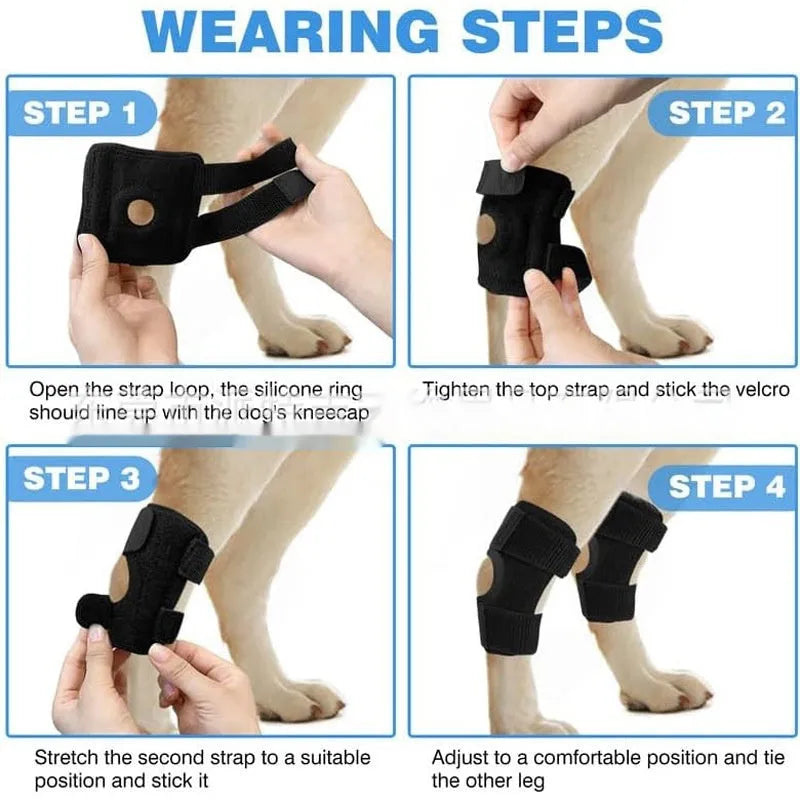 Black polyester dog leg guard for joint support and ACL recovery in three sizes
