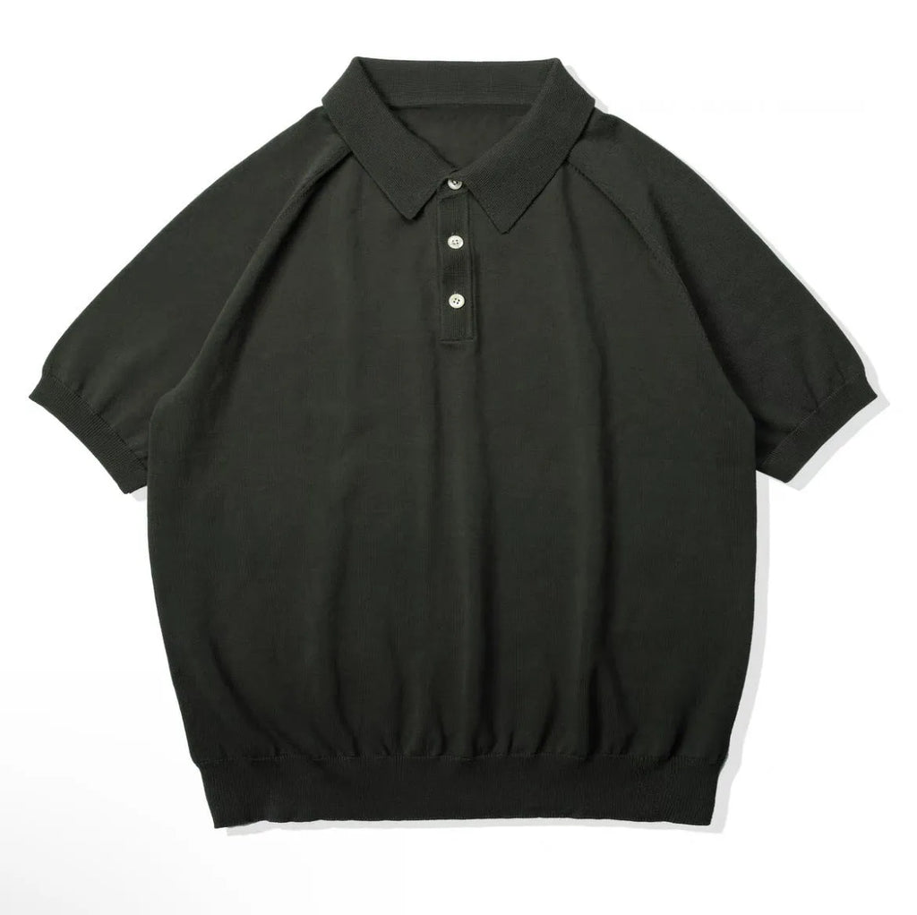 Retro slim fit knitted cotton short-sleeved T-shirt in solid colours for summer wear