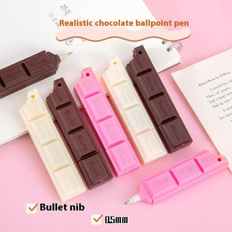 Chocolate ballpoint pen with cartoon food design and 0.5mm writing tip