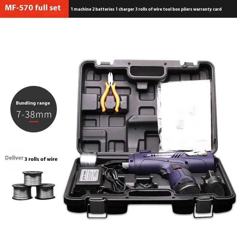 Electric steel bar tying machine with battery and toolbox for construction site rebar tying