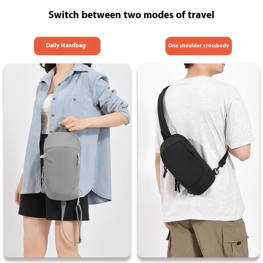Outdoor crossbody bag in nylon with adjustable strap and mobile phone compartment