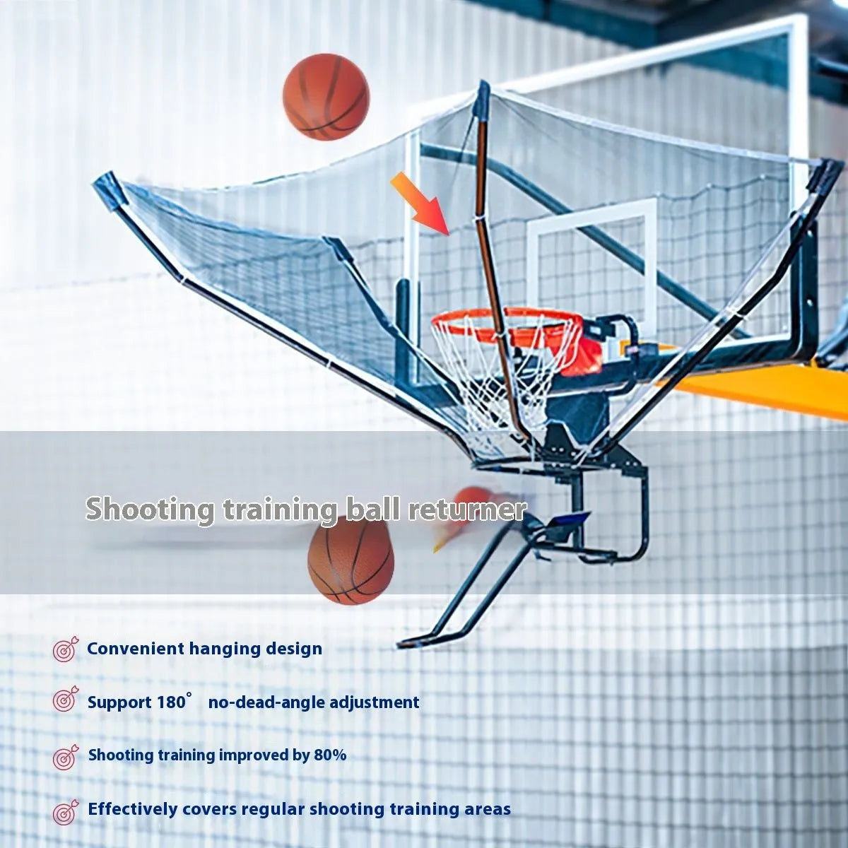 Portable basketball training ball return machine with iron framework and automatic pitching mechanism