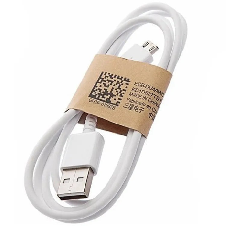 Black and white Android Micro USB charging and data sync cable, 1 metre long.