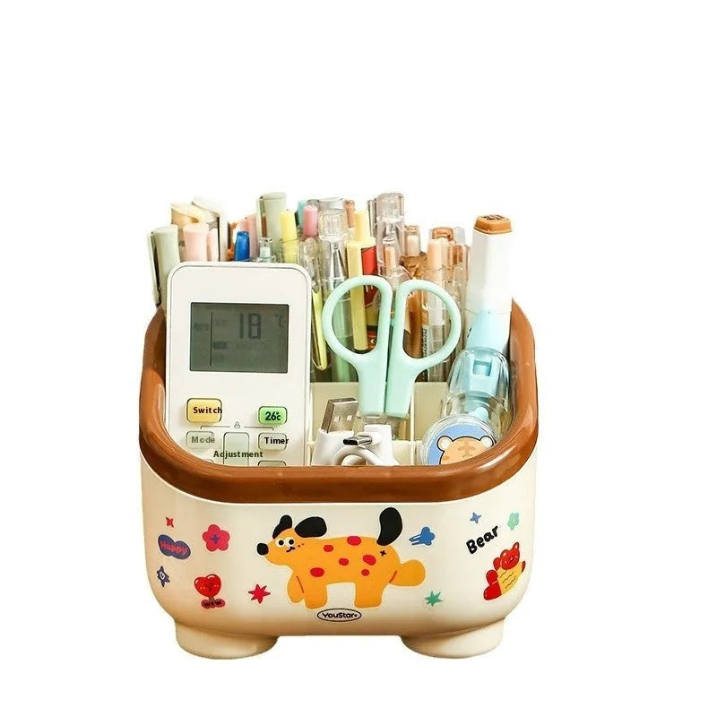 Cartoon style desktop storage box with 2L capacity and organisation stickers