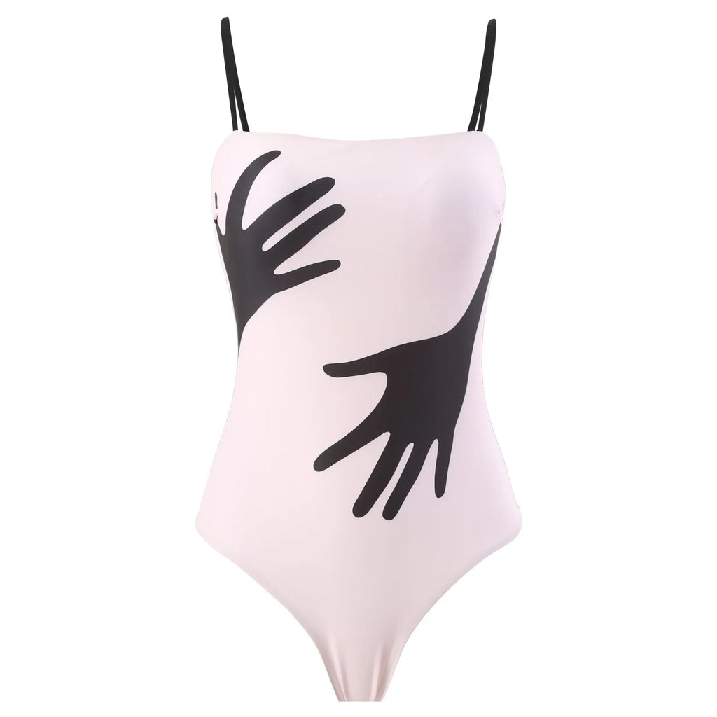 Women's floral one-piece bikini swimsuit with attached sheer tulle skirt