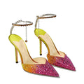 Women's pointed toe PU stiletto heel rhinestone shoes solid colour high heels size 35-43