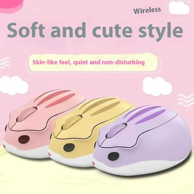 Wireless Bluetooth mouse in yellow, pink or grey colours with quiet click function