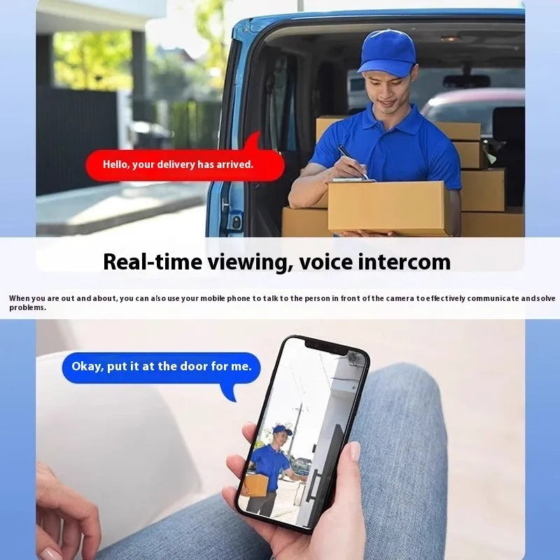 Battery-powered wireless indoor surveillance camera with WiFi connectivity and self-contained bracket