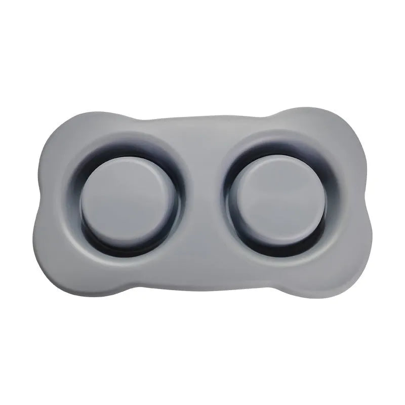 Large silicone dog bowl with stainless steel double-bowl insert in choice of five colours