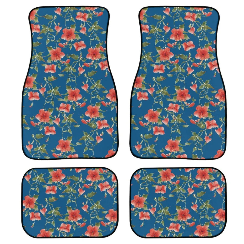 Black printed rubber car foot mat four-piece set showing 20mm thickness