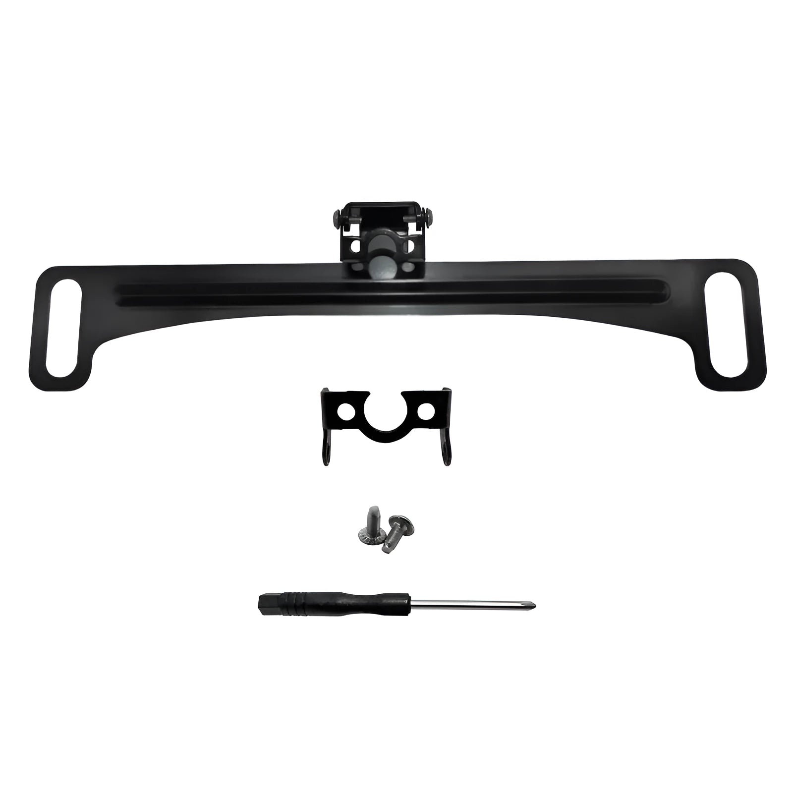 Metal license plate frame bracket with screwdriver for rearview camera, black colour