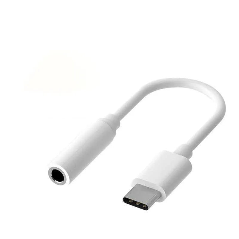 Type-C to 3.5mm headphone adapter cable in black, pink, silver, and white colour options
