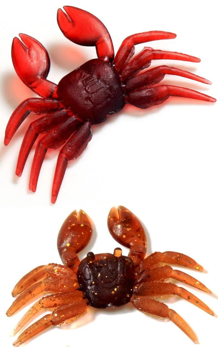 PVC software artificial crab fishing lure in red and brown, measuring 8cm in length.