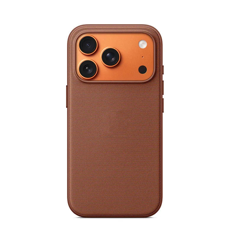 Woven cloth pattern magnetic suction phone case for iPhone 17 series in blue colour