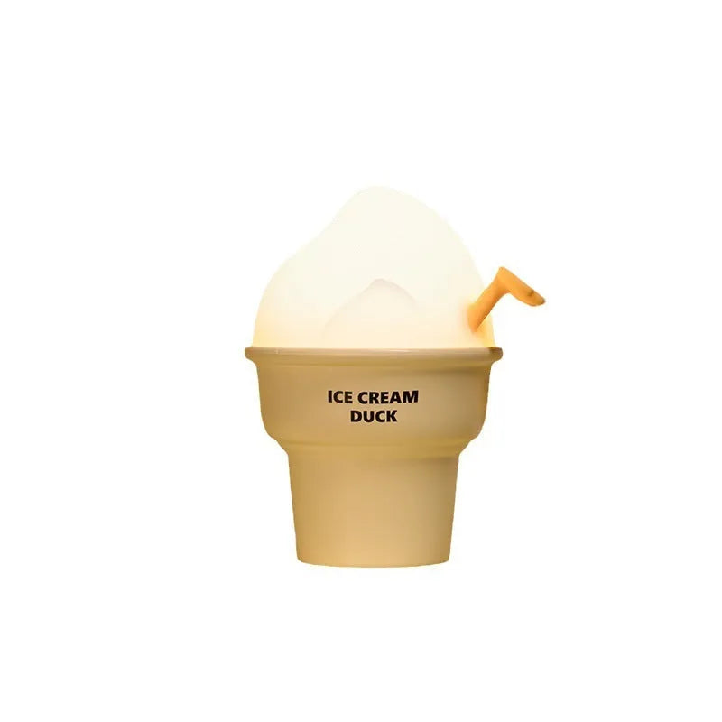 Ice cream duck small night lamp cartoon ornament with USB charging, 103x89x130mm