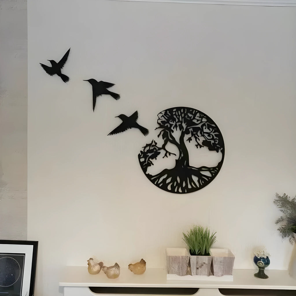 Black electroplated iron wall hanging decorative art with modern simple style