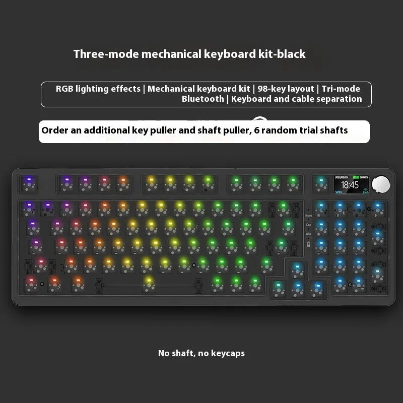 98 key wireless Bluetooth mechanical keyboard kit with metal knob and multiple colour options