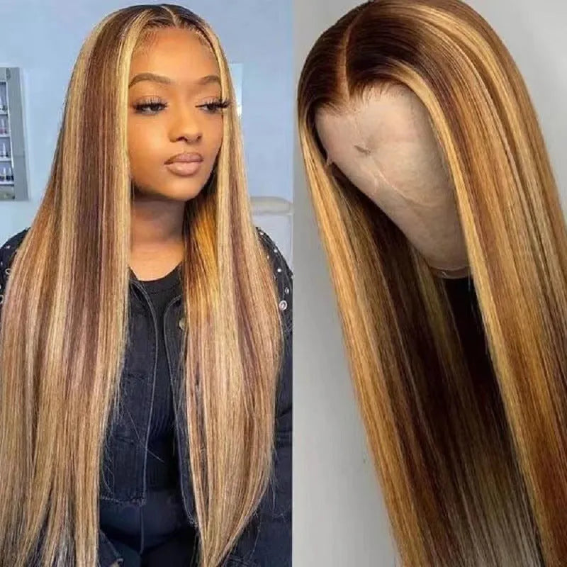 Front lace wig with African black gradient colour and big wave synthetic curls.
