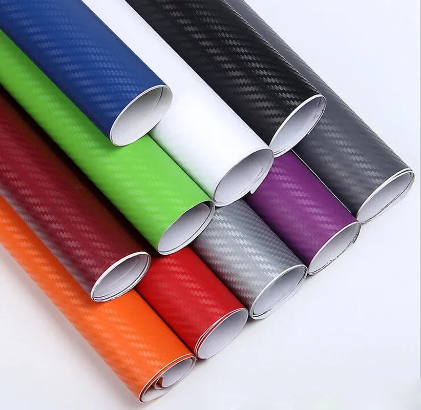 Carbon fibre sticker roll with 3D stereo texture in eight colour options for car decoration