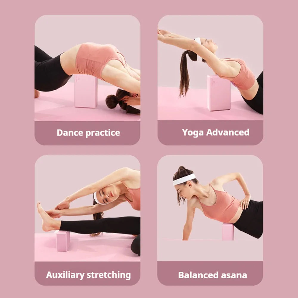 Solid colour EVA foam yoga block with golden ratio edges and grip ridges
