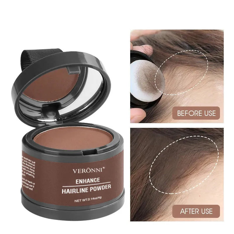 Hairline powder container with colour shade options for shadow repair and hairline coverage