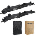 Folding black 600D oxford cloth roof rack on car with webbing straps and metal buckles