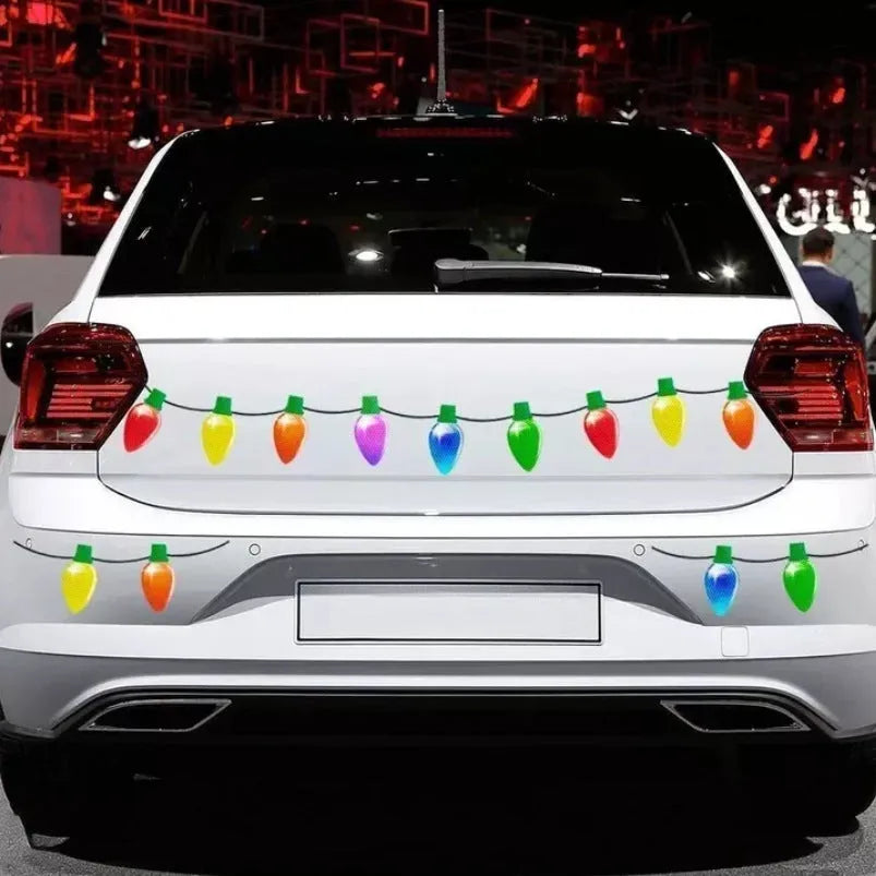 Magnetic Christmas light bulb reflective decoration set with 24 bulbs and 12 wires for car refrigerator garage