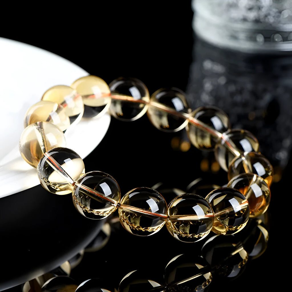 Natural citrine scattered beads bracelet with polished 7A and 6A grade stones in original jewellery design