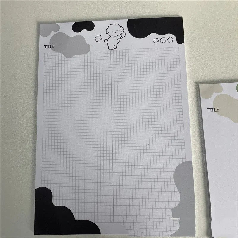 B5 sticky note paper pad with Korean dog illustrations in six colour options