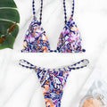 Women's floral print triangle swimsuit in polyester fabric with briefs style cut