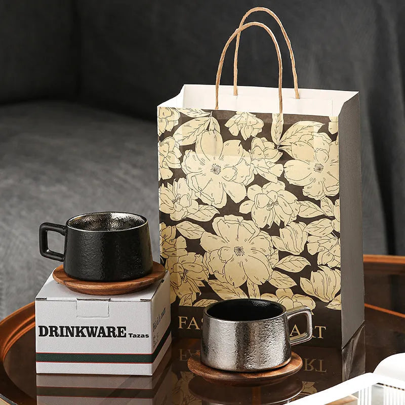 Gold electroplated office gift tumbler set with ceramic cup and complete packaging