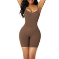 Black nylon seamless body shaping corset jumpsuit with belly contraction and chest support for women