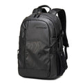 Casual plaid polyester laptop backpack with curved shoulder strap, shown in blue colour.