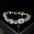 Women's geometric bracelet with S925 sterling silver plating and inlaid zircon stones showing adjustable chain