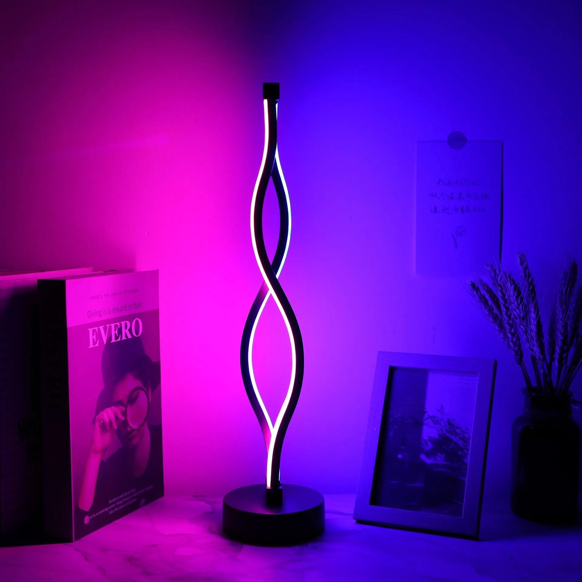 Black aluminium desk lamp with three-colour dimming button on creative modern base