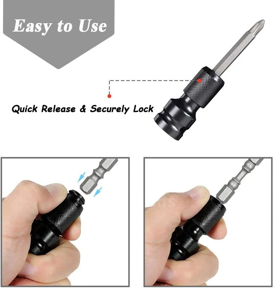 No. 45 steel telescopic scaling bit holder for square drive to hexagonal fastener conversion.