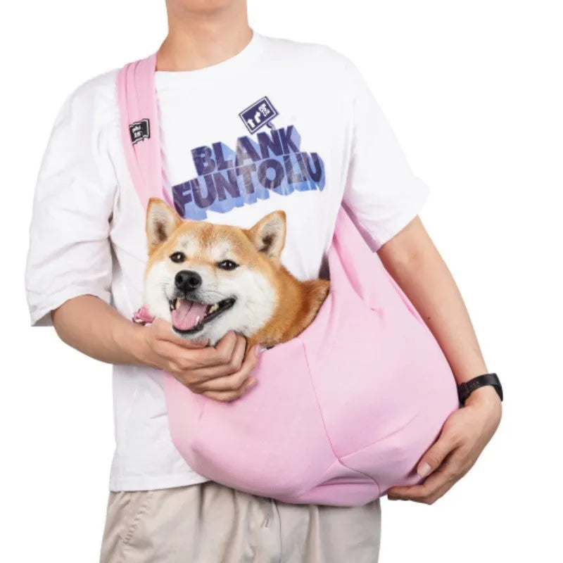 Foldable cat messenger backpack in a choice of colours, shown with adjustable strap and large main compartment.