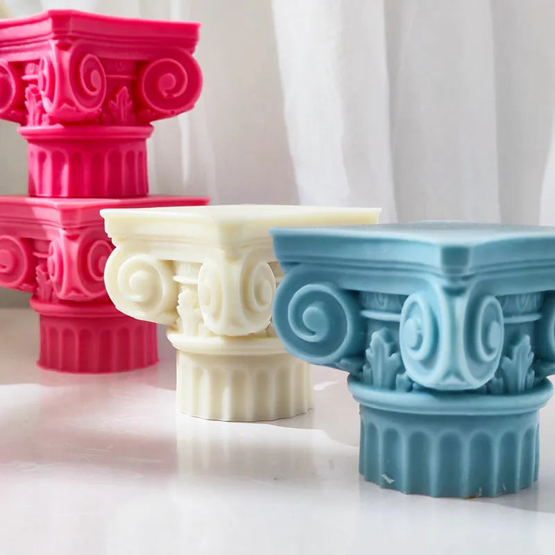 A flexible silicone mould in the shape of a stylised Roman pillar for multi-purpose crafting.