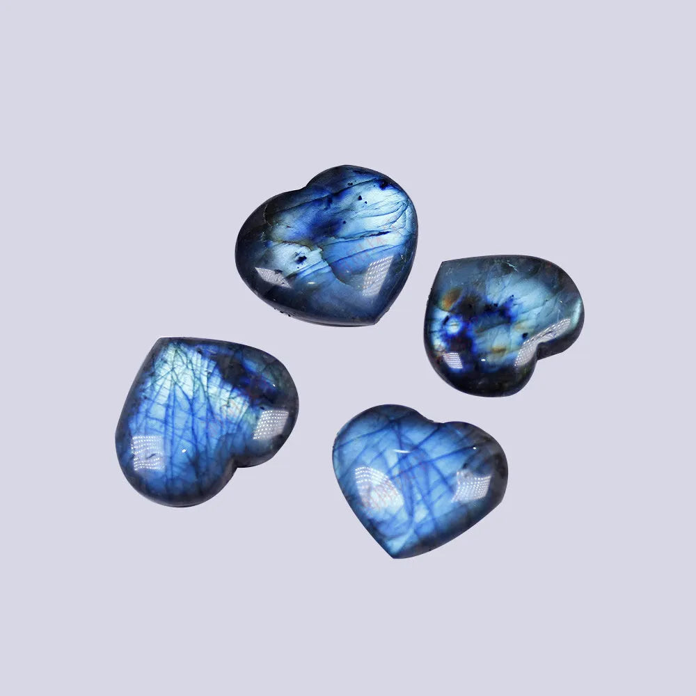 Natural pulled feldspar crystal heart pendant with ocean blue colour in modern simple style