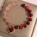 Women's elastic bracelet with strawberry crystals on elastic rope in uniform 18cm size