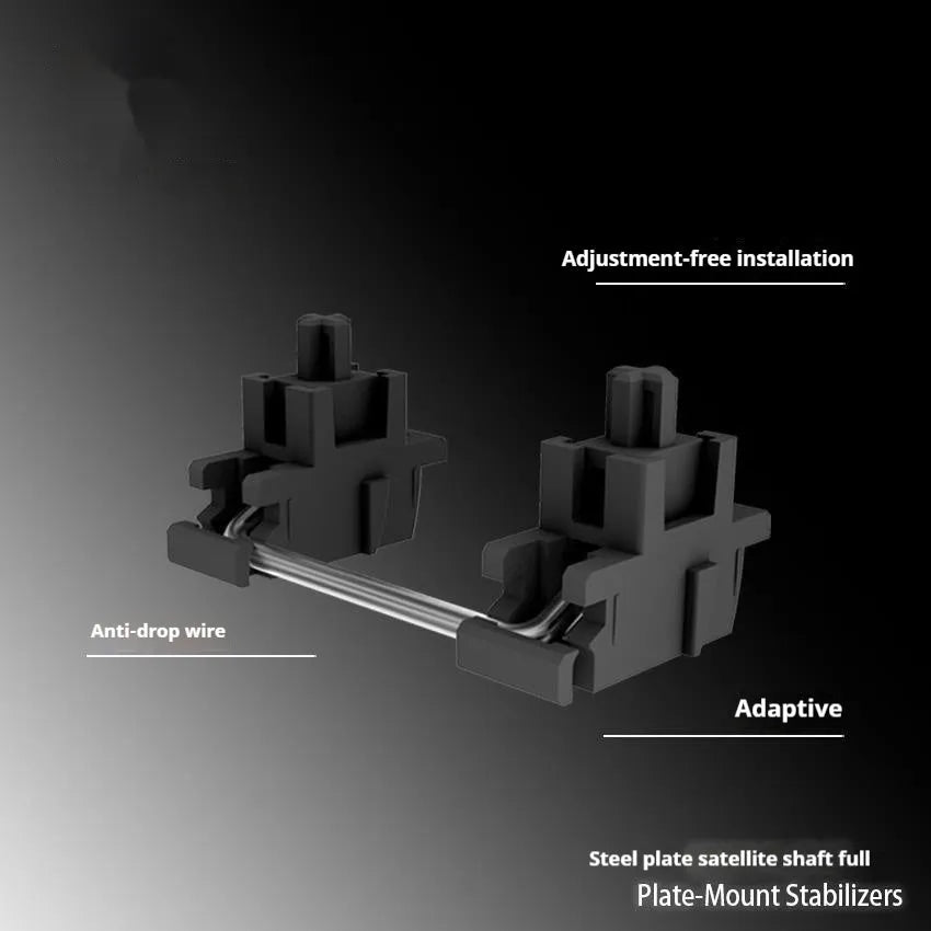 Keyboard stabiliser accessories set in black and milky white with 6.25U and 7U size options