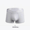 Men's solid colour cotton boxer shorts showing black white silver grey light green options