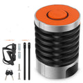 Portable bicycle folding lock in black or black orange with multiple material construction