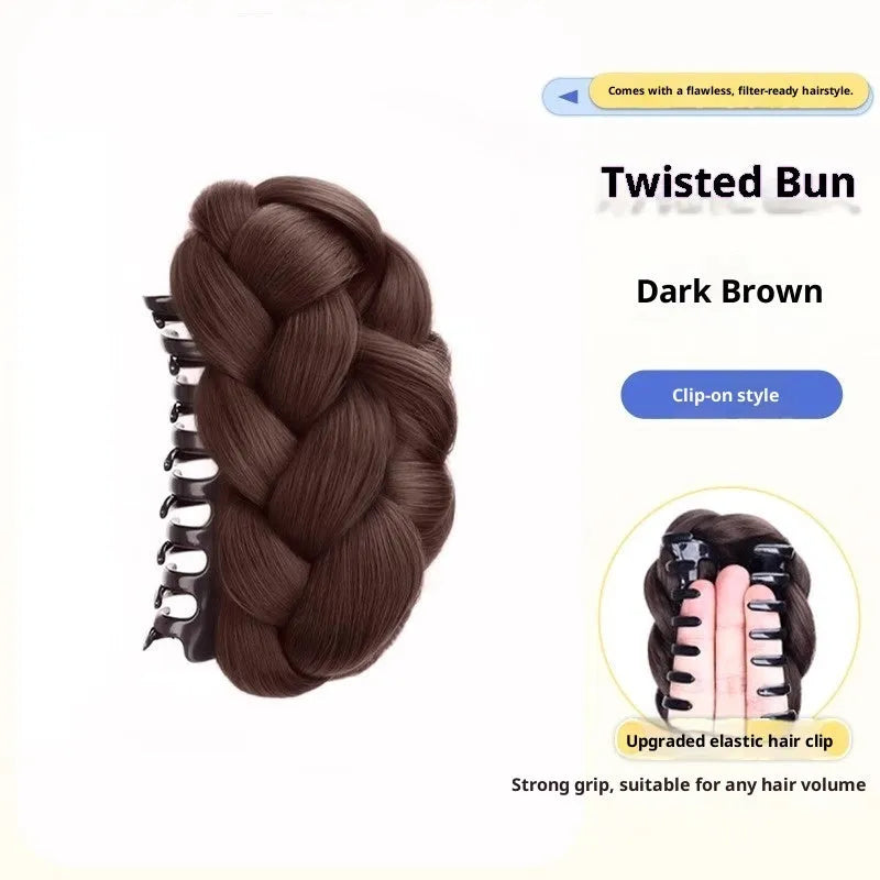 Wig grip bud-like hair style lazy updo gadget for ladies in brown and black high-temperature fibre