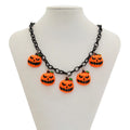 Halloween ghost pumpkin necklace with acrylic cartoon pendant in mixed colours