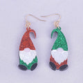 Acrylic Santa Claus character earrings with red, green, or combined hat designs