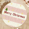 Alien-shaped round Christmas carpet with festive gingerbread man pattern on imitation cashmere material